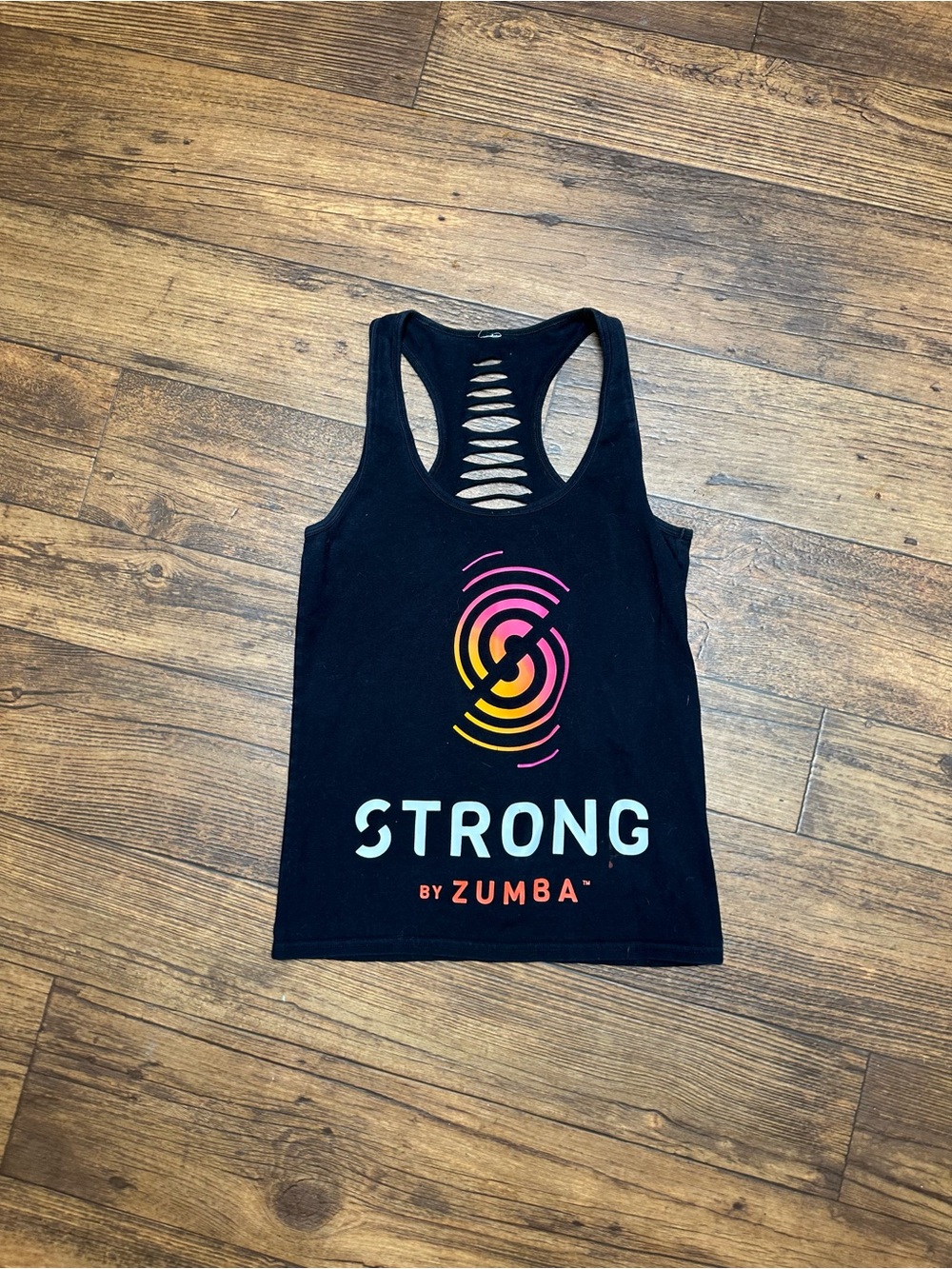 Strong Fitness Black Tank Top with Pink and Yellow Logo